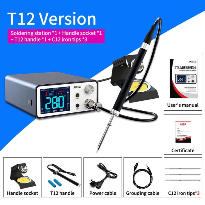 200W AIXUN T3A Intelligent Soldering Station With T12 Handle Tips