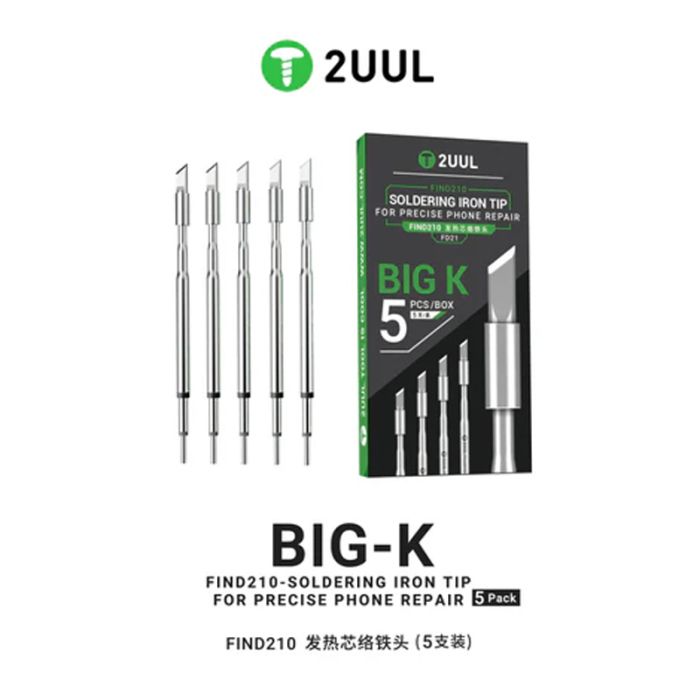 2UUL K I S /Big-K Soldering Iron Tip for C210 Soldering Station (5 Pack)