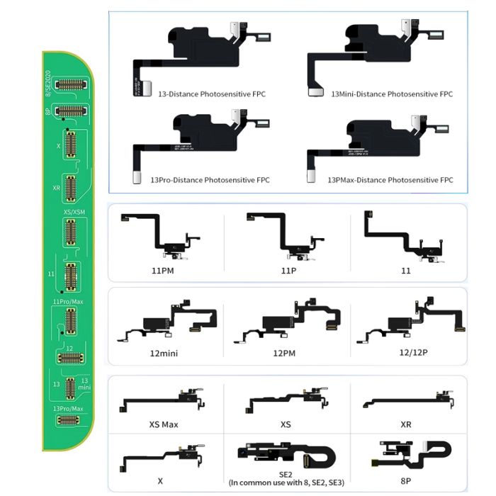 JC Ear Speaker Distance Photosensitive Flex Cable For iPhone 8-13 Pro Max to Repair Face ID and True Tone Problem Caused by Losing Old Original Ear Flex Cable