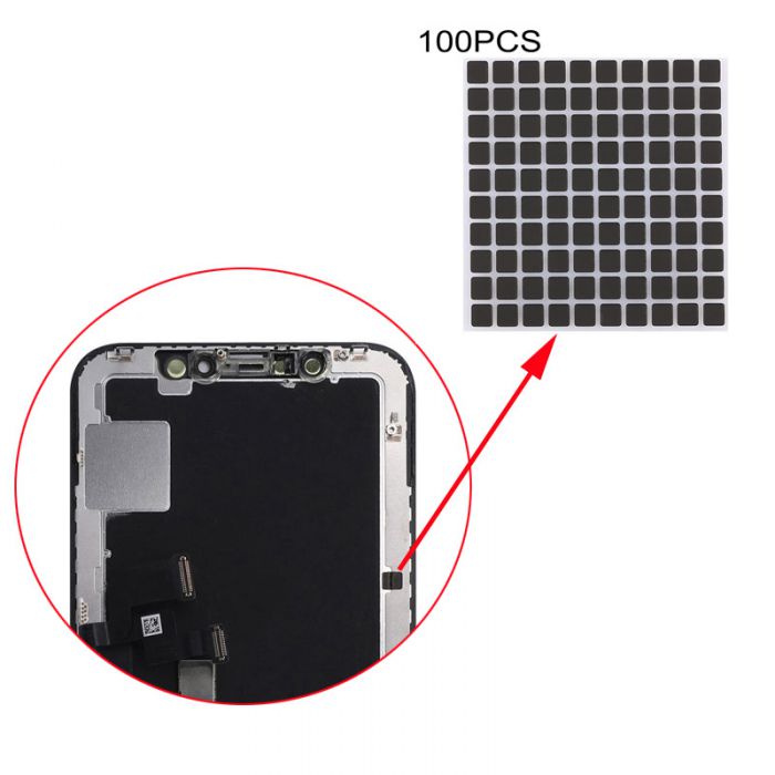 100 PCS Display Screen Black Stickers for iPhone X XS XS MAX