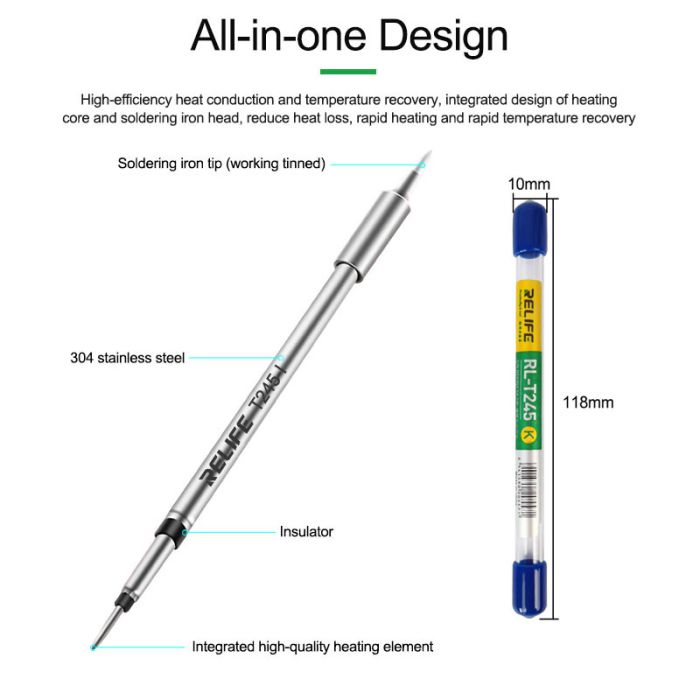 Relife T245 Series Soldering Iron Tips Compatible JBC C245 GVM/OSS/AIXUN T245 Handle