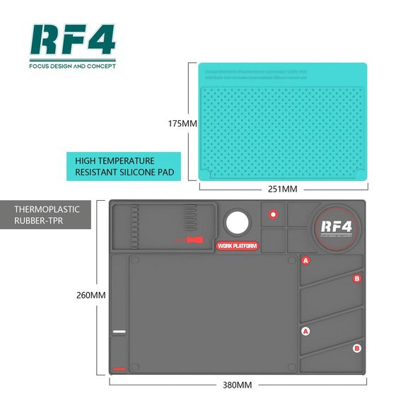 RF4 RF-PO2 Heat Resistant Silicone Maintenance Pad With Thermoplastic Work Mat